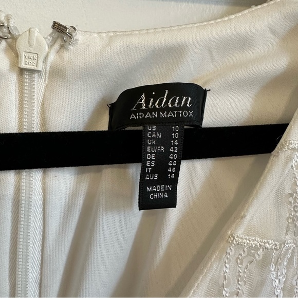 Aidan Mattox Dress Size 10 Ivory Sequined Fringe Shift Cocktail Dress - Picture 5 of 9